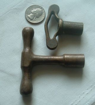 2 Vintage Antique Brass Fire Hydrant Keys,  Old Ones Wrench Keys