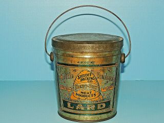 Vintage Honey Dew Brand Lard Tin Sieloff Packing Co.  St Louis Mo.  Beehive,  Bees