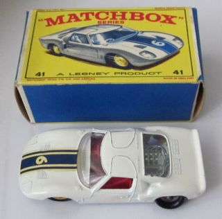 C1960s Matchbox Series A Lesney Product Ford G.  T.  Racer No.  41