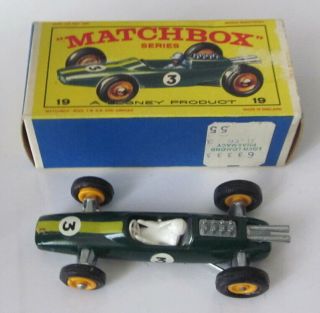 C1960s Matchbox Series A Lesney Product Lotus Racing Car No.  19