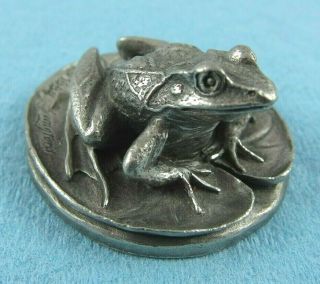 Royal Selangor Pewter Frog On Lily Pad 1 - 1/2 " Figurine 54 - 7414 1994