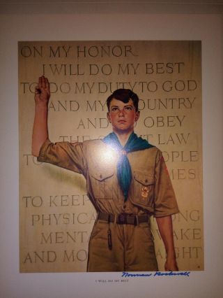 Boy Scouts 11x14 I Will Do My Best Norman Rockwell Hand Signed Lithograph