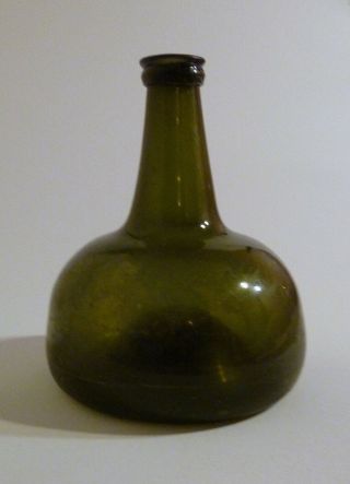 Antique 17th Century Dutch Black Onion Wine Or Rum Bottle,  Late 1700’s