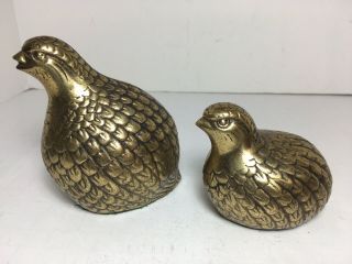 Vintage Brass Quail Partridge Bird Set Of 2 Home Decor