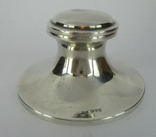 Large 12cm Diameter 10oz Weight Wooden Base Silver Capstan Inkwell,  Chester 1919
