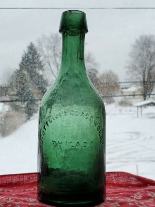 Lime Green Apple Dyottville Glassworks Philad.  A Bottle Iron Pontil Ip 1850s Phl.