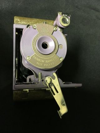 Vintage 1930 ' s Kodak Vest Pocket Rainbow Hawkeye Purple Lavender Folding Camera 2