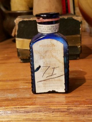 Rare C.  1906 Poison Bottle Still Corked With Labels Copper Arsenate Wyeth & Bro