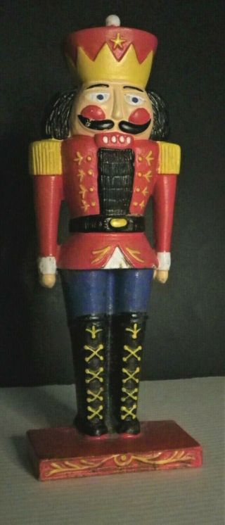 Vintage Door Stop Nutcracker Style Soldier Painted Cast Iron 10 7/8 " Tall