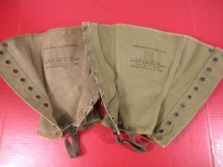 WWII Era US Army M1938 Dismounted OD Green Canvas Leggins Size 3R 1943 Unissued 3