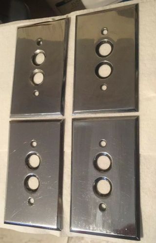 4 Vintage Chrome Single Gang On / Off Push Button Wall Light Switch Plate Cover