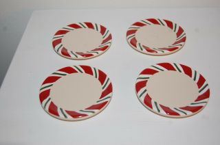 Longaberger Pepermint Candy Cane Coasters Set Of 4