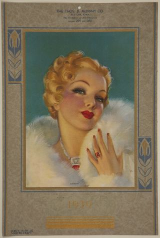 1939 Jules Erbit Gorgeous Art Deco Pin - Up Girl Salesman Sample Calendar