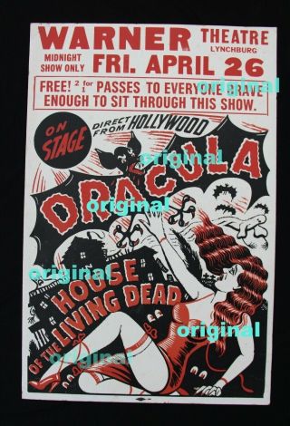 Rare Vintage Dracula House Of The Living Dead Art Poster 17x26