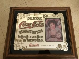 Vintage Retro Coca - Cola Advertising Mirror With Hilda Clark 1980 