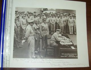 C.  W.  Nimitz Autographed Print Of Wwii Japanese Surrender Photo To Boy Scout Tr 2