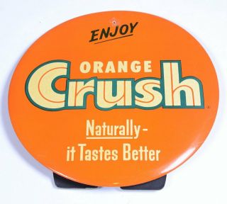 Vintage Orange Crush Stand Up & Wall Store Display Button 9 " D