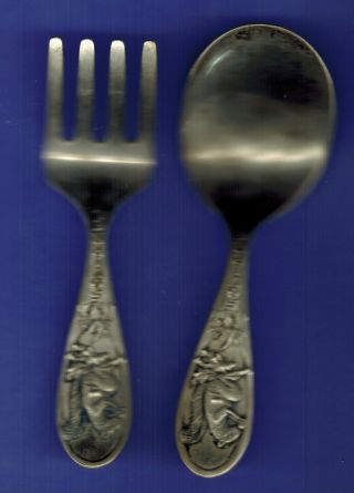 Vintage Unique Weidlich Sterling Silver " Jack Squirrel " Baby Spoon Fork Set