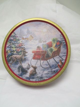 Large Christmas Snow Scene Empty Chocolate Chip Cookie Tin (distributed By Cvs)
