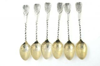 Set Of 6 Gorham Whiting Sterling Silver Victorian Leaf Demitasse Spoons Excellen