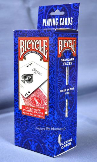 Bicycle Playing Cards Standard Size & Face 12 Pack 6 Blue Decks 6 Red Decks 808