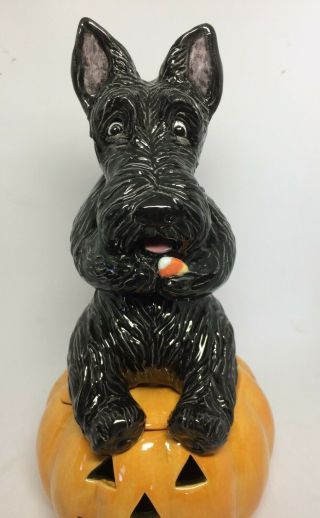 Halloween Scottie Dog Candy Dish Candle Ooak Sculpture Painting Art