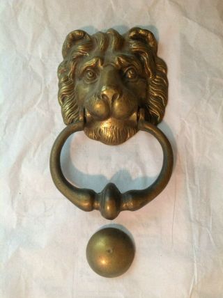 Vintage Brass Door Knocker Lions Head Almost 2 Lbs Made In England Front Door