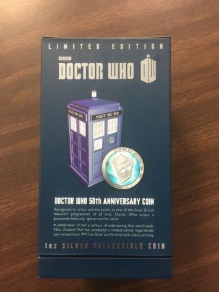 Doctor Who 50th Anniversary 1oz.  Silver Proof Coin 2013