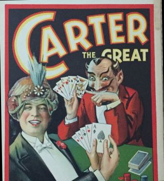 Carter the Great Window Card nearly 100 years old Full Color REAL 3