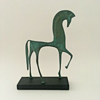 Greek Mid Century Modern Frederick Weinberg Style Etruscan Horse Statue W/ Base