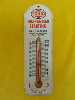 Sohio Advertising Thermometer,  Guaranteed Starting,  You Start Or We Pay,  Usa