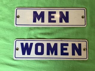 Vintage Men Women Restroom Porcelain Bathroom Ladies Gentleman Gas Station Signs