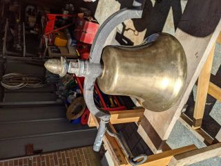 Huge 17 Inch Solid Brass Mission Bell.  With Clapper.  Suitable For Mounting.
