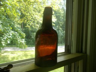 C.  Ihmsen & Son Pittsburgh 1870 Applied Lip Crude Deep Amber Quart Ale Bottle