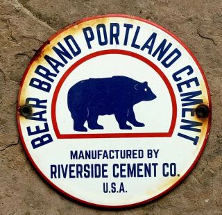 Vintage Porcelain Steel Sign Bear Brand Portland Cement