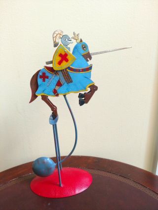 Medieval Knight Jousting Horse Sky Hook Figure Teeter Totter Tin Balance Toy