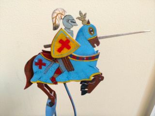 Medieval Knight Jousting Horse Sky Hook Figure Teeter Totter Tin Balance Toy 2