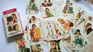 Vintage Pin Up Girl Playing Cards Römi Kártya Rummi Card Game Girls Woman Women