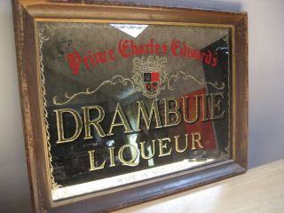 Vintage Drambuie Liqueur Prince Charles Edward’s Framed Bar Mirror 19” X 15”