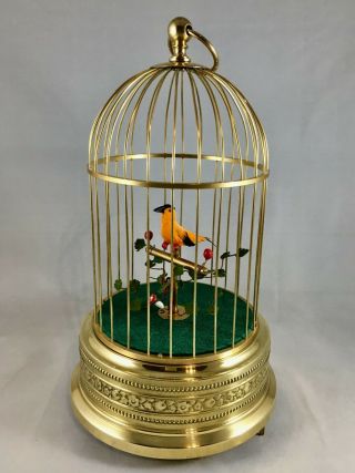 Vintage German Ken.  D Automaton Singing Bird Cage Music Box And