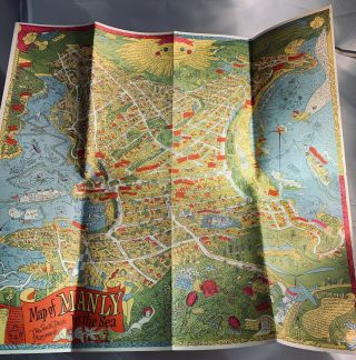 Map Of Manly Vintage Tourist Guide,  Circa 1950s,  1960s,  Sydney,  Australia