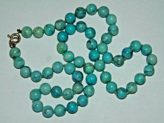 Antique 20 " Turquoise Bead Necklace With 9ct Gold Clasp Chinese Persian