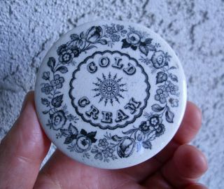 Antique,  ceramic c1900 attractive floral border Cold Cream jar pot lid 2