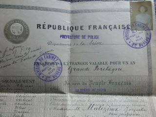Vintage Passport France 1919/ 18 Y.  O Teen Girl Travel Stamps Visas 100 Years