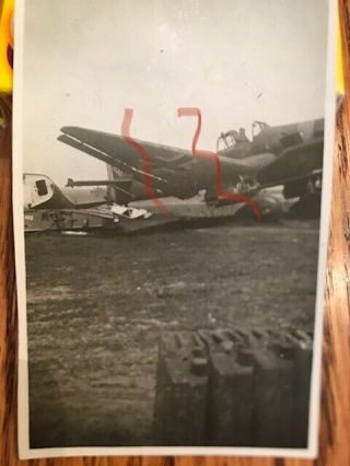 Ww2 Photo Captured Wrecked German Aircraft Airplane Stuka Tank Buster
