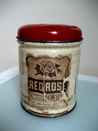 Vintage Red Rose T.  H.  Estabrooks Ltd.  Coffee Tin