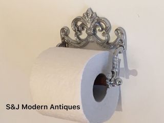 Chrome Toilet Roll Holder Victorian Vintage Edwardian Novelty Silver Nickel Old 2
