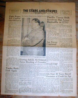 1945 Stars & Stripes Ww Ii Newspaper Nazi Leader Hermann Goering Captured - W Pic