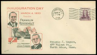 1933 1st Term Inauguration Day,  President Franklin D Roosevelt / Vp John Garner