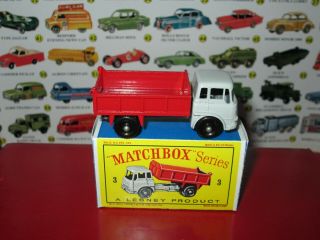 Matchbox Lesney 3 Bedford Tipper Truck Red Dump Box Shiny Paint Vnm W/box